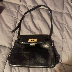 Vintage Black Leather Handbag